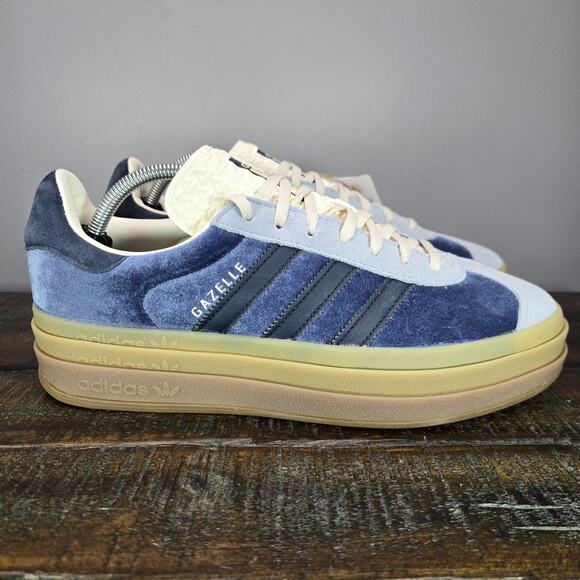 NEW Adidas Gazelle Bold Womens Size 11 Platform Sneakers Shoes Blue Brown JQ5144